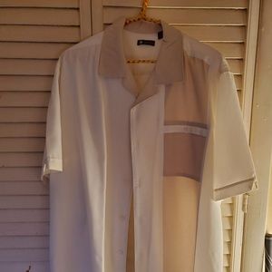 Centro Men's Linen Short Sleeve Bowling Shirt